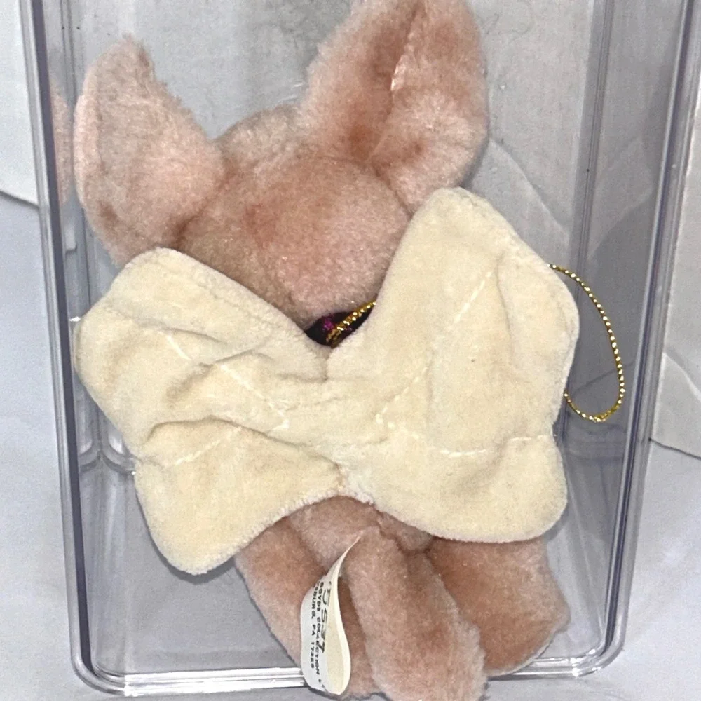 Boyds Collection 1990 Pink Flying Pig Plush Ornament Jointed Red Heart Vintage